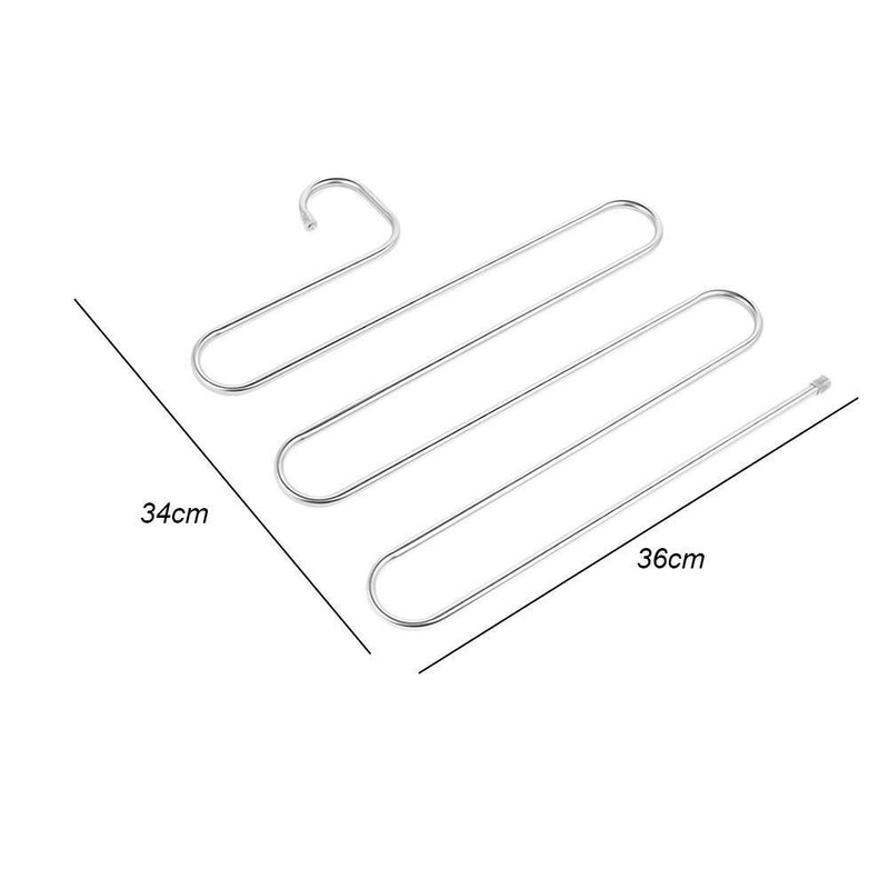 5pcs Stainless Steel Pants Hanger Clothes Rack Closet Holder Organizer