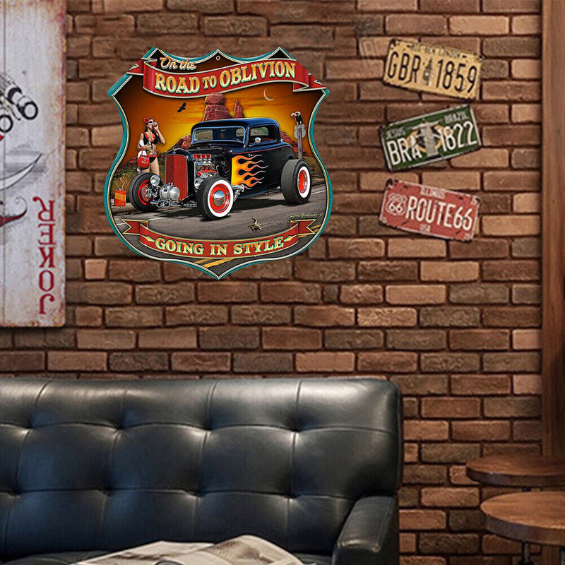 Shield Shape Car Retro Metal Plate Tin Sign Plaque for Bar Pub Club Cafe