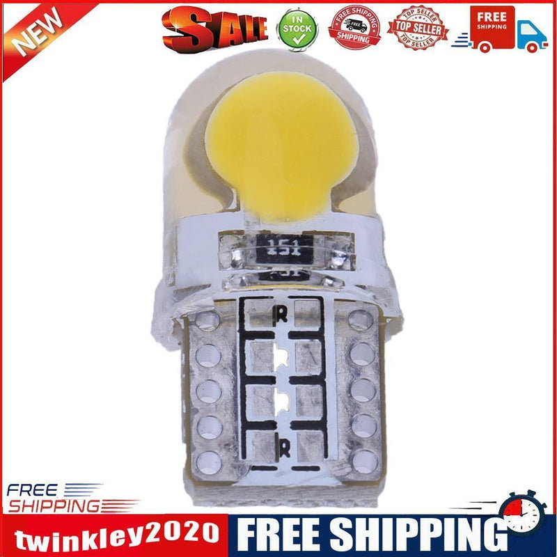 10pcs 12V T10 W5W LED Lamp COB Silicone Shell Car Turn Side Lamps(Yellow)
