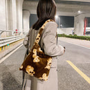 Women Faux Fur Cartoon Handbags Large Fluffy Shoulder Bags (Brown Bear)