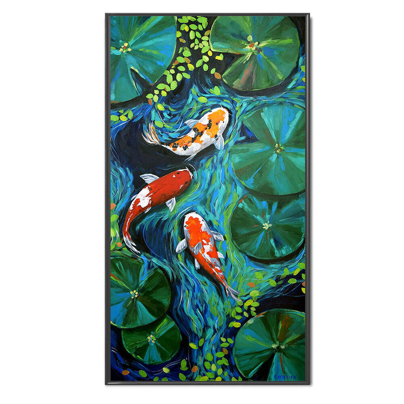 Full Cross Stitch 11CT Cotton Thread DIY Koi Printed Embroidery Hanging Painting
