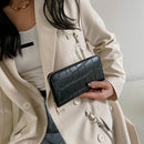 Ladies PU Leather Mini Purse Retro Alligator Pattern Phone Card Bag Long Wallet