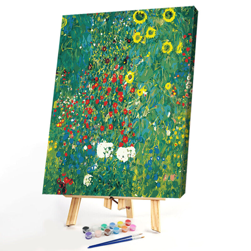 DIY Digital Oil Painting By Numbers Green Flower Color Drawing Plant Picture Kit