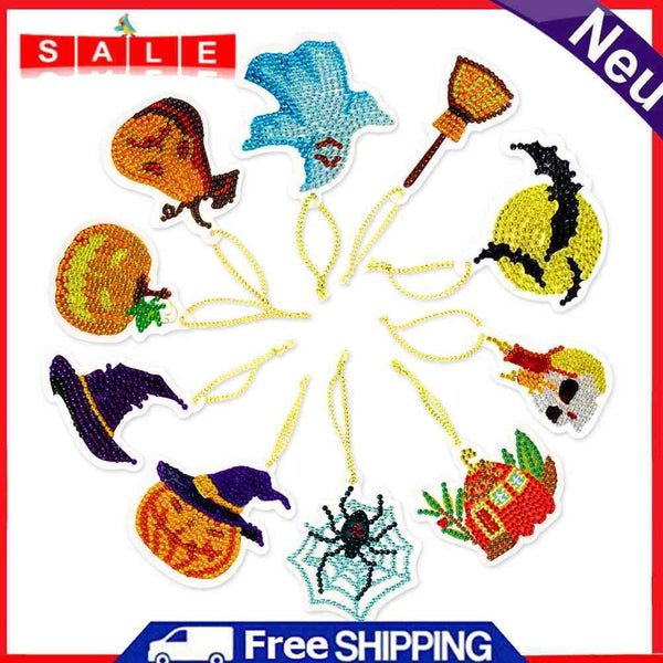 10pcs Halloween Decorative Diamond Painting During DIY Hanging Mosaic Ornaments