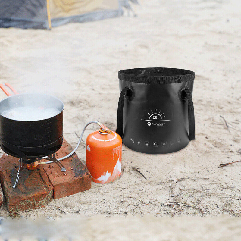 20L Folding Bucket Outdoor Camping Waterproof Water Storage Bags (Black)