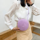 Fashion Women Straw Woven Pure Color Messenger Bag Round Purse (Purple)