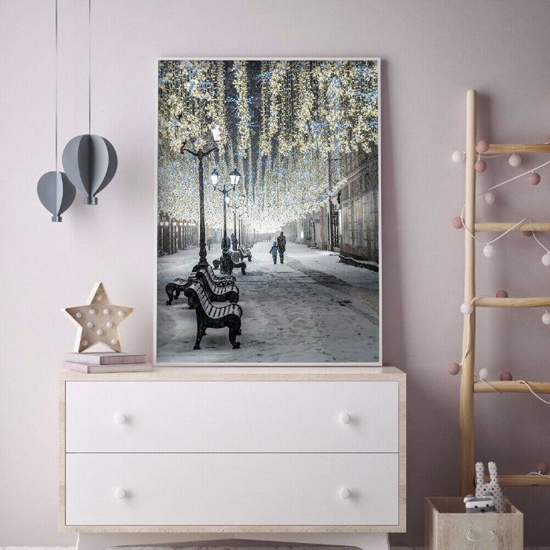 Full Round Drill Rhinestone Picture DIY Snow Street 5D Diamond Painting Decor