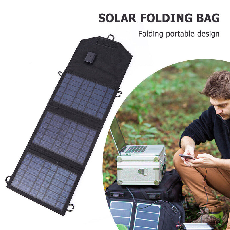 30W 5V USB Solar Panel Pack Portable Outdoor Foldable Charger with Carabine