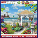 Painting By Numbers Kit DIY Seaside Pavilion Canvas Oil Art Picture Home De