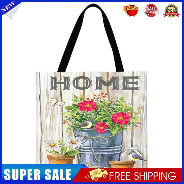 #A Flowers Printed Shoulder Shopping Bag Casual Large Tote Handbag (40*40cm)