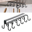6 Hooks Cup Holder Kitchen Cabinet Shelf Storage Black Organizer Rack L2I1