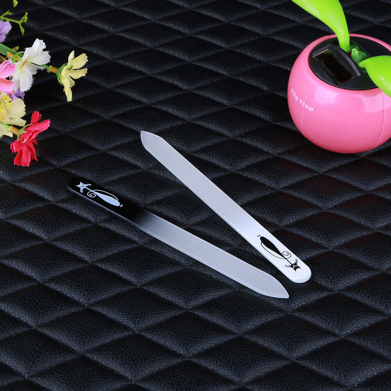 RLFS 2pcs/set Printed Double Sided Glass Nail File Manicure Polishing Nail