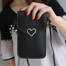 PU Leather Shoulder Messenger Bag Women Touch Screen Phone Pouch (Black)