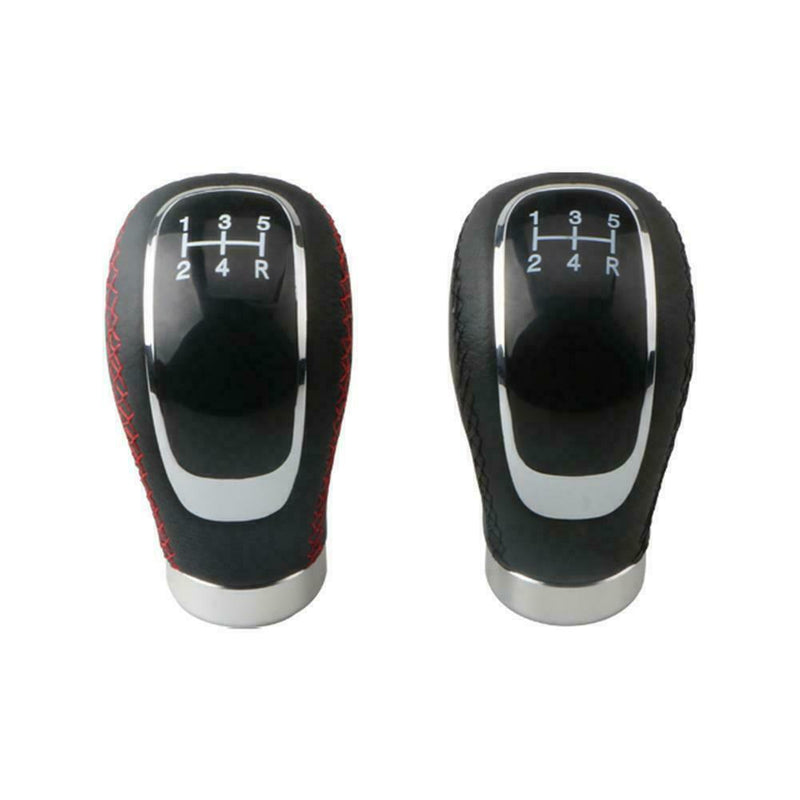 5/6 Speed 3 Cap Black PU Leather Manual Car Gear Shift Shifter Lever Knobs Q9C6