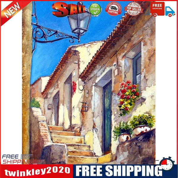 House Stairs Oil Paint By Numbers Kits DIY Handpainted on Canvas Wall Art