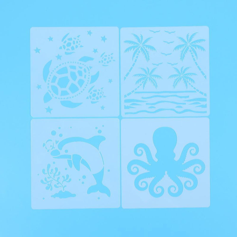 Wall Paint Creatures Stencil Ocean 6x6Inch Sea Animal Painting Hollow Template