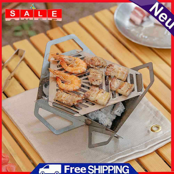 Outdoor BBQ Grill Stove Triangle Stainless Steel Camping Mini Cooking Utensils