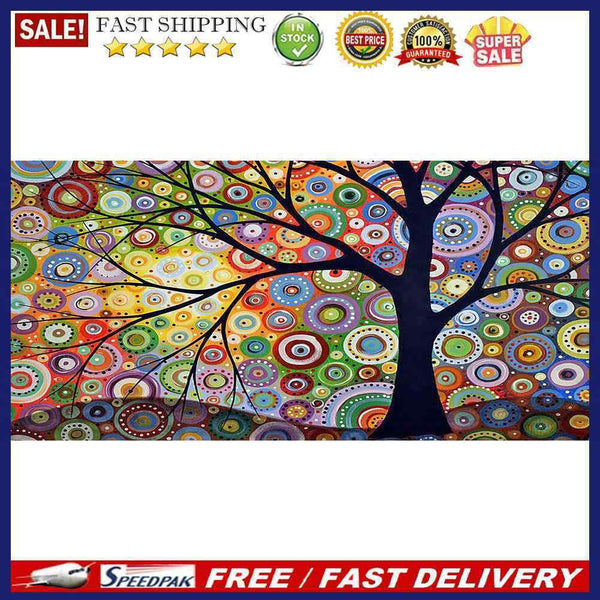 Color Tree Oil Paint By Numbers DIY Handpainted on Canvas Wall Picture Unfr