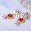 Red Hearts Imitation Pearls Fairy Flying Angel Drop Earrings Dangle Pendant