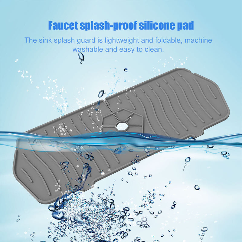Kitchen Silicone Faucet Absorbent Mat Sink Water Splash Odor Guard (Grey) Newly
