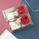 Coral Fleece Bear Towels Scented Soap Flowers with Clear Box Set (Red) Newly