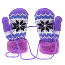 Casual Warm Unisex Children Knitted Elastic Ski Thickened Gloves(Purple)