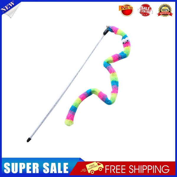 Funny Cat Stick w Crisp Bell Caterpillar Interactive Teaser Wand (Rainbow)