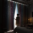 Gradient Hollow Star Curtain Full Blackout Window Blinds for Bedroom Home Decor