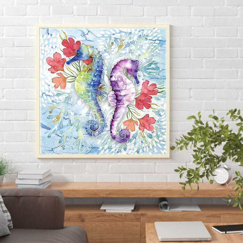 5D DIY Seahorse Full Round Drill Diamond Painting Kit Mosaic Craft (E797) Newly