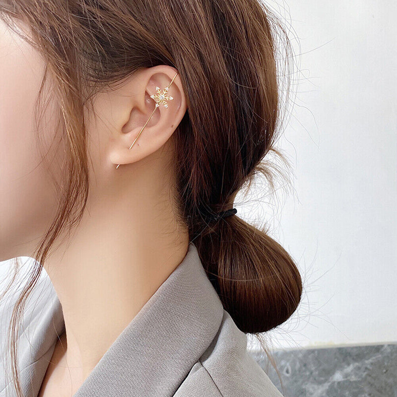 Zirconia Lightning Crystal Stud Climber Earrings Ear Wrap Crawler Hook Earrings
