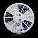 Multi-Grids Peach Heart Round Nail Art Decorations Rhinestone Nail Decoration
