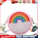 Cute Silicone Donut Round Crossbody Bag Kids Rainbow Handbags (Light Pink)