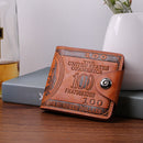 Fashion Men Retro PU Leather Printing Card Organizer Mini Bifold Wallet Clutches