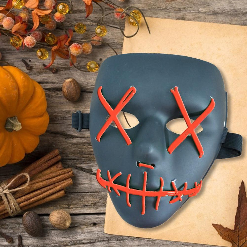 EL Luminous Glowing Masks Halloween Masquerade Party Decor Supply (Red)