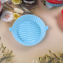 Silicone Air Fryer Liner Non-Stick Fryer Basket Steamers Oil Mat (Blue) Newly