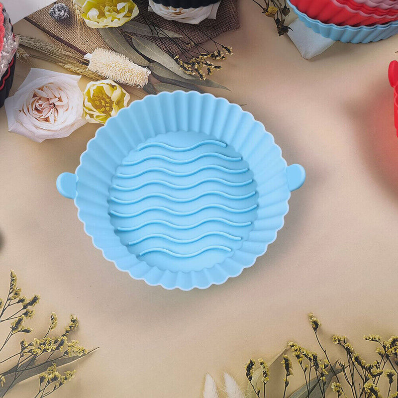 Silicone Air Fryer Liner Non-Stick Fryer Basket Steamers Oil Mat (Blue) Newly