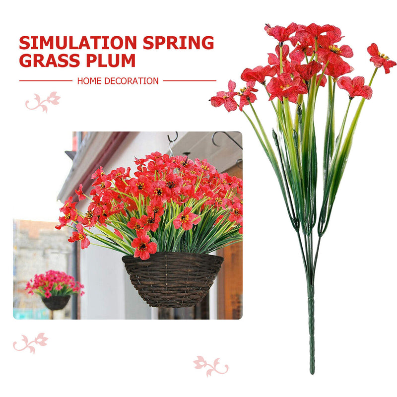 2 Bundles Artificial Flowers, Plastic Plum Blossom Plants, for Garden Window