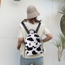 Fashion Winter Fluffy Women Soft Plush Printed Cow Backpack Girls School Ba