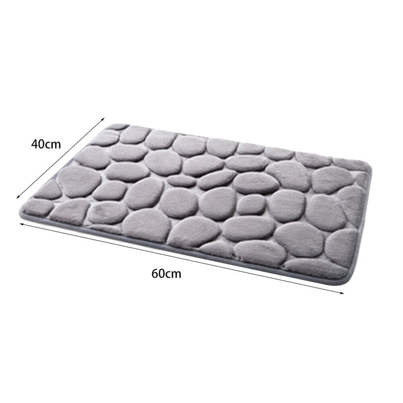 Home Bath Mat Cobblestone Embossed Bathroom Non-slip Carpet Rug Toilet Floor Mat