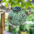 LED Solar Lantern Light Metal Hollow Lantern Hanging Lamp Garden Decor (D) Newly