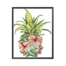 Partial Cross Stitch 14CT DIY Pineapple Flower Stamped Needlework Craft Home Art