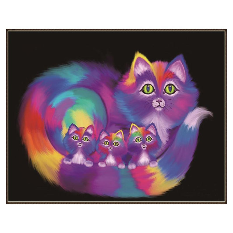 Family Cats DIY Round Diamond Painting Embroidery Kits Cross Stitch Craft