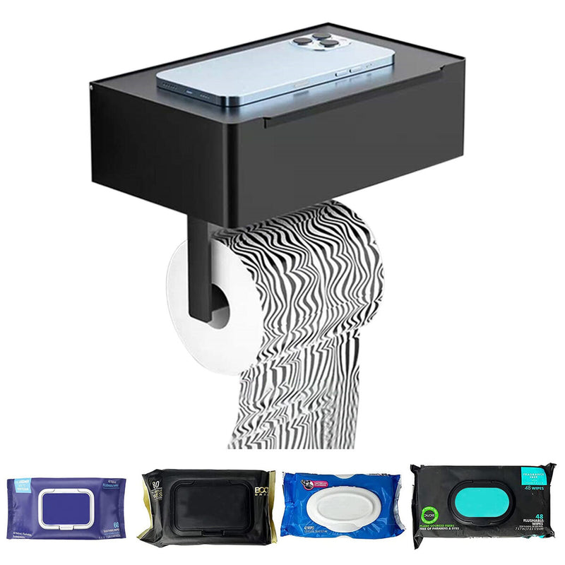 Paper Holder & Wipe Dispenser Durable Bathroom Paper Storage Shelf (A)