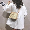 Women Straw Crossbody Bag Boho Woven PU Leather Beach Zip Shell  Shoulder Bags