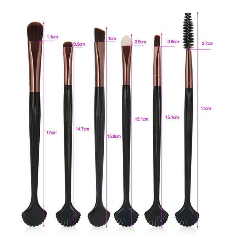 6pcs Fan-shell Makeup Brushes Kit Set Eyebrow Eyelashes Cosmetic Tools(C)