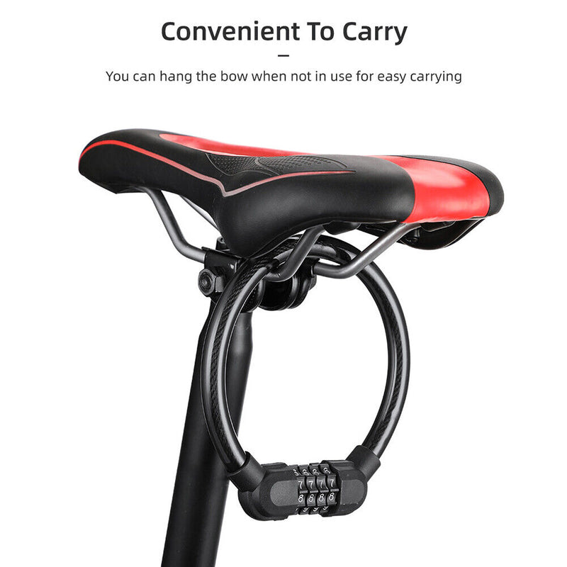 Bicycle Safety Cable Locks MTB Anti Theft 4 Digit Password Lock (Black) Newly
