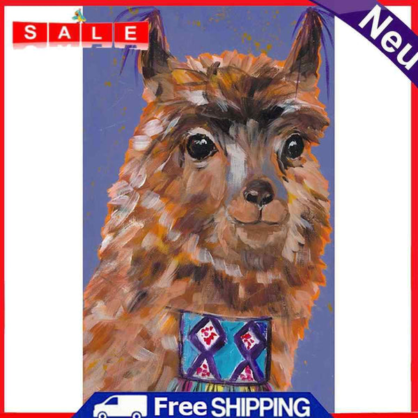 Colored DIY Arts Digital Oil Painting Cute Alpaca No Frame Picture By Numbers