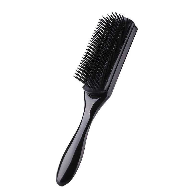 9 Rows Styling Brush Straight Curly Hair Detangling Massage Comb (Black) Newly