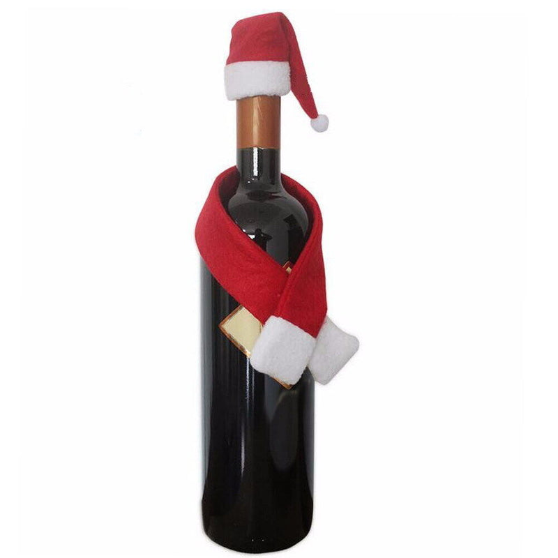 Merry Christmas Decoration Wine Bottle Cover Gift Wrap Party Decor Red scar