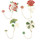 Style Lotus Leaf Pendant Painted Brass Bookmark Book Clip Pagination Mark